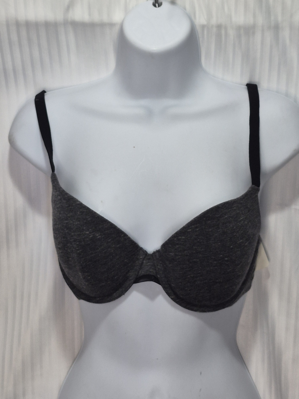 Auden Charcoal Gray T-Shirt Bra with Black Straps 34C